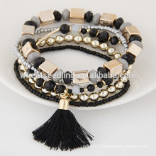 Jinhua low moq new fancy chain wrap beaded jewelry tassel bracelet